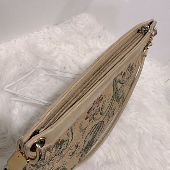 TAPESTRY shoulder bag goldtone hardware zip top slip interior pocket vintage - Picture 3 of 11